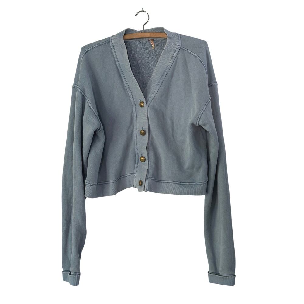 Free People Grace Cropped Cardigan | M | Light Blue